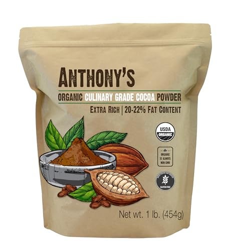 Anthony's Organic Culinary Grade Cocoa Powder, 1 lb, Dutch Processed Baking Cocoa, Gluten Free, Non GMO, Keto Friendly - Image 1