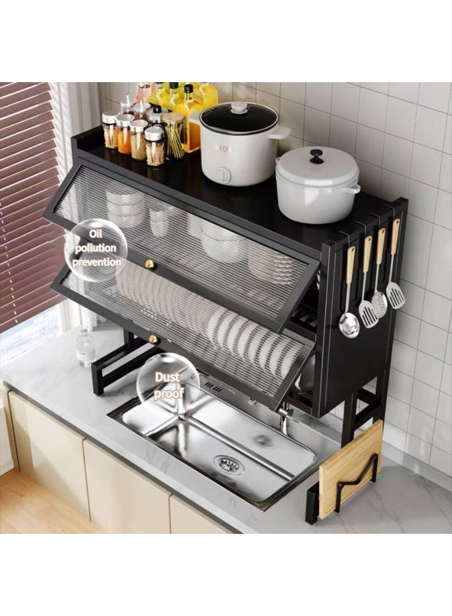 Tradeo High-Quality 2-Tier Adjustable Carbon Steel Dish Drying Rack with Drain Board & Protective Cover – Over-Sink Kitchen Organizer for Home Use - Image 5