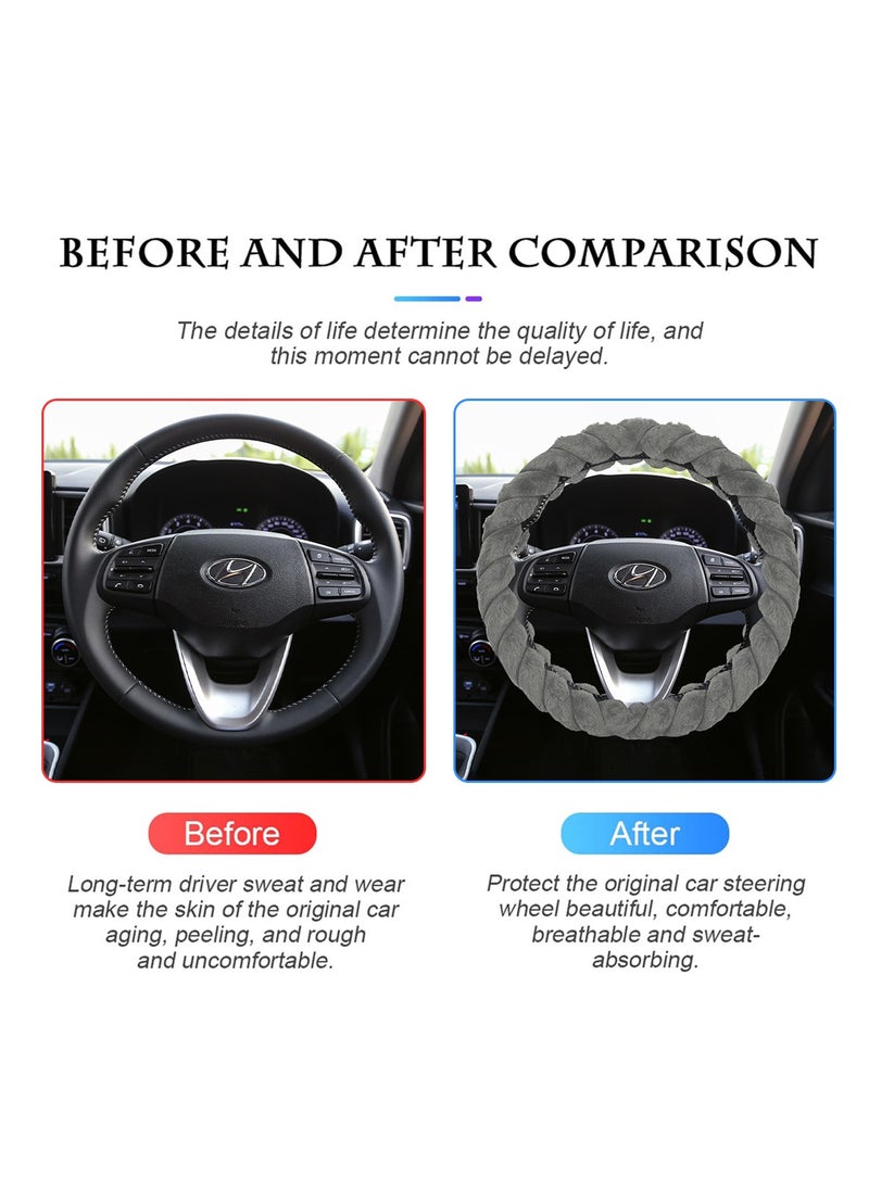 Agc - AGC Grey Premium Large Steering Wheel Cover – 40cm, Soft and Anti-Slip ST-10185 - Image 1