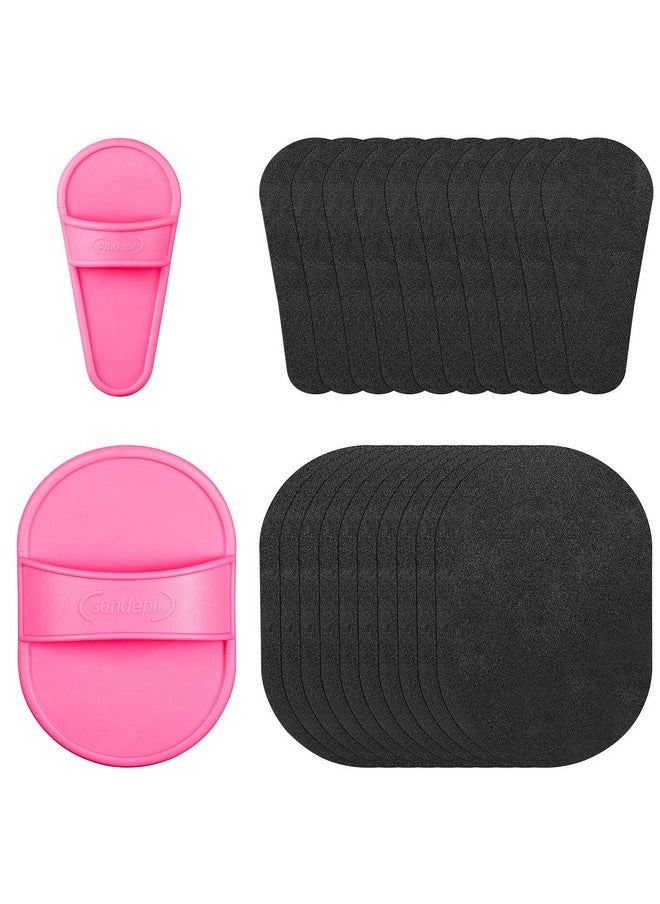 Chumia 102 Pieces Hair Removal Pad Sets Smooth Away Hair Removal Kit 2 Sizes Smooth Legs Skin Pad And 100 Pieces Exfoliation Fine Sandpaper Lip Facial Hair Removal Pad For Women Girls (Black Sandpaper)  - Image 1