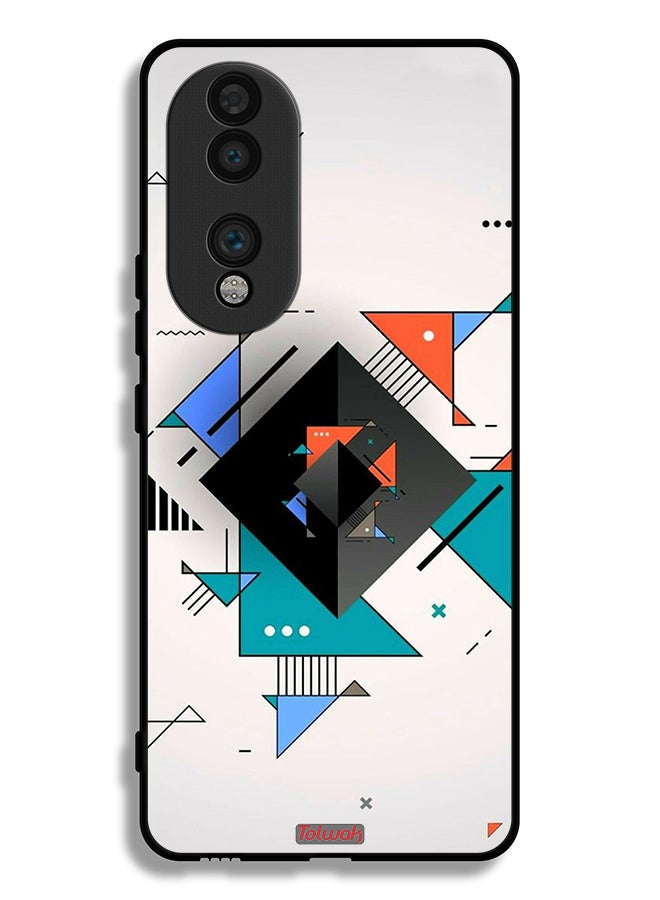 Tolwak Honor 70 Protective Case Cover Square And Triangle Shapes Abstract Pattern - Image 2