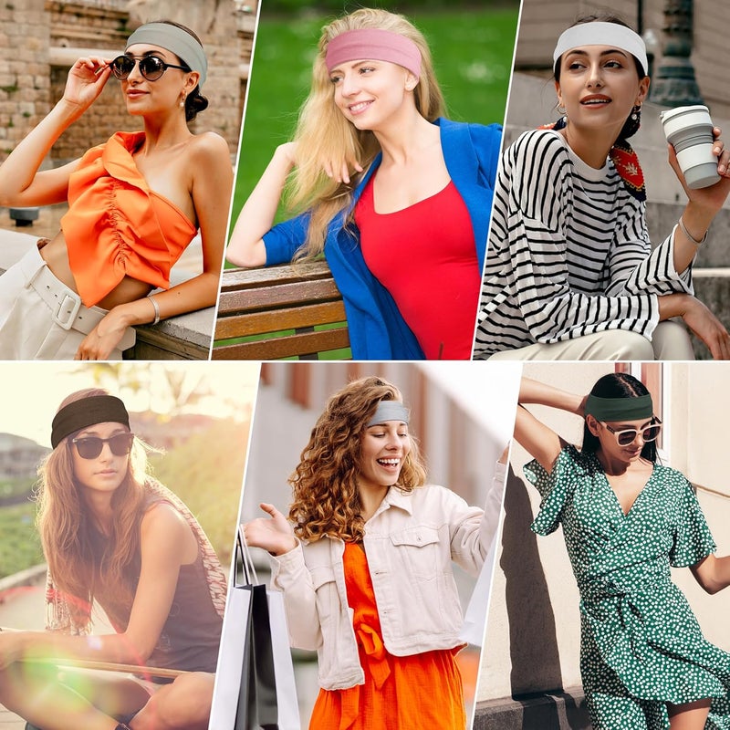 Ztomine Store Headbands for Women, 8pcs Stretchy Non Slip Soft Cotton Cloth Hair Bands for Sports, Workout, Yoga and Running - Image 4