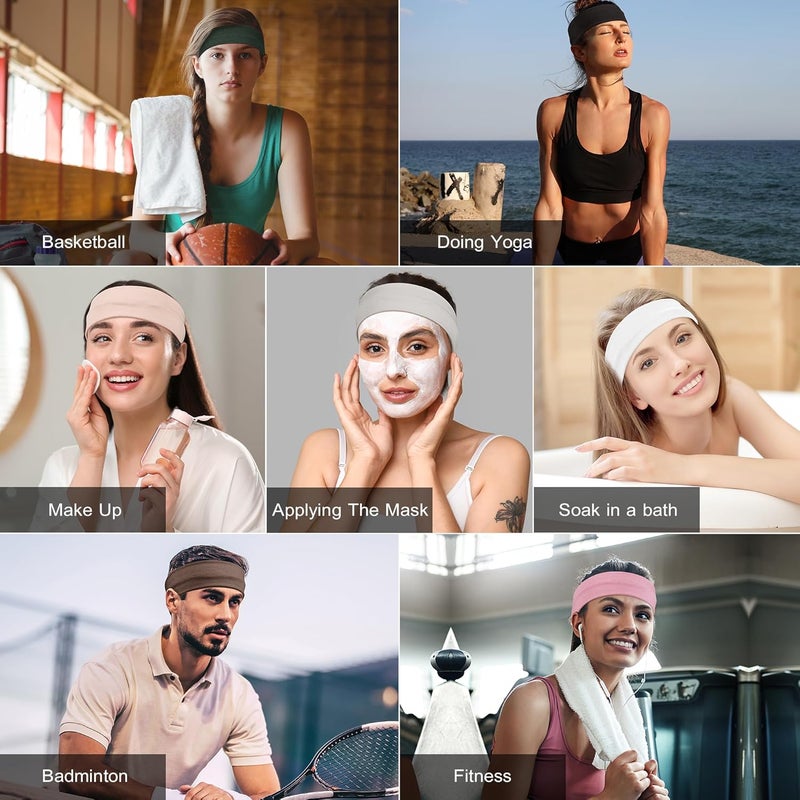 Ztomine Store Headbands for Women, 8pcs Stretchy Non Slip Soft Cotton Cloth Hair Bands for Sports, Workout, Yoga and Running - Image 5