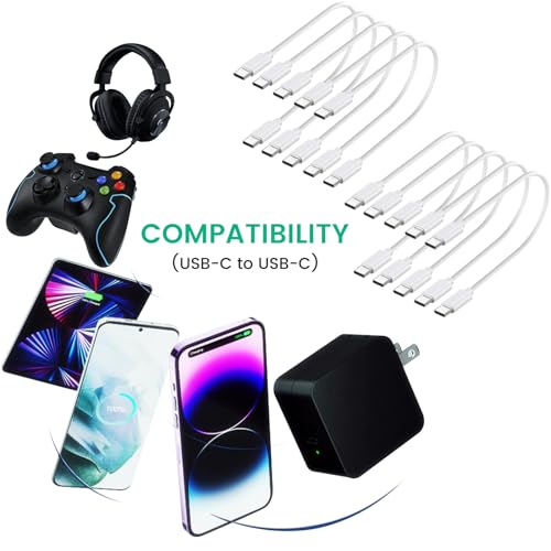 weishan 10Pack USB C Charger Cable Multipack 60W Fast Charge USBC to Type C Charging Cords 1ft Bulk Short Wires White - Image 3