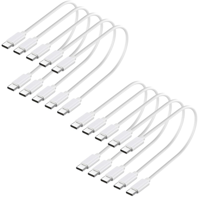 weishan 10Pack USB C Charger Cable Multipack 60W Fast Charge USBC to Type C Charging Cords 1ft Bulk Short Wires White - Image 2