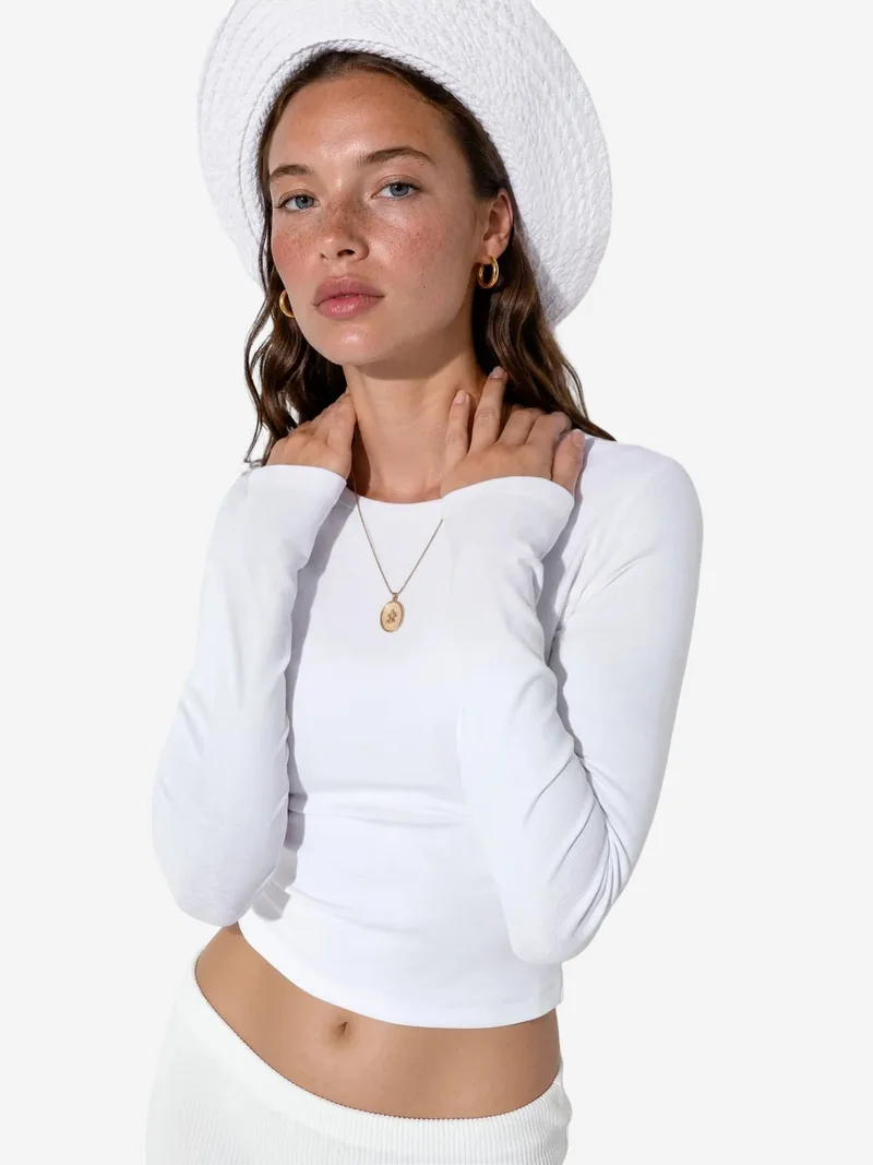بوسيم BUSEM Long Sleeve Crew Neck Blouse