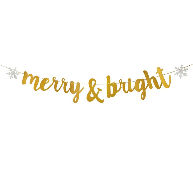 Festiko®Merry & Bright Christmas Banner,Decorative Xmas Banner Sign,Home Hanging Decorations(Snowflake). - Image 1