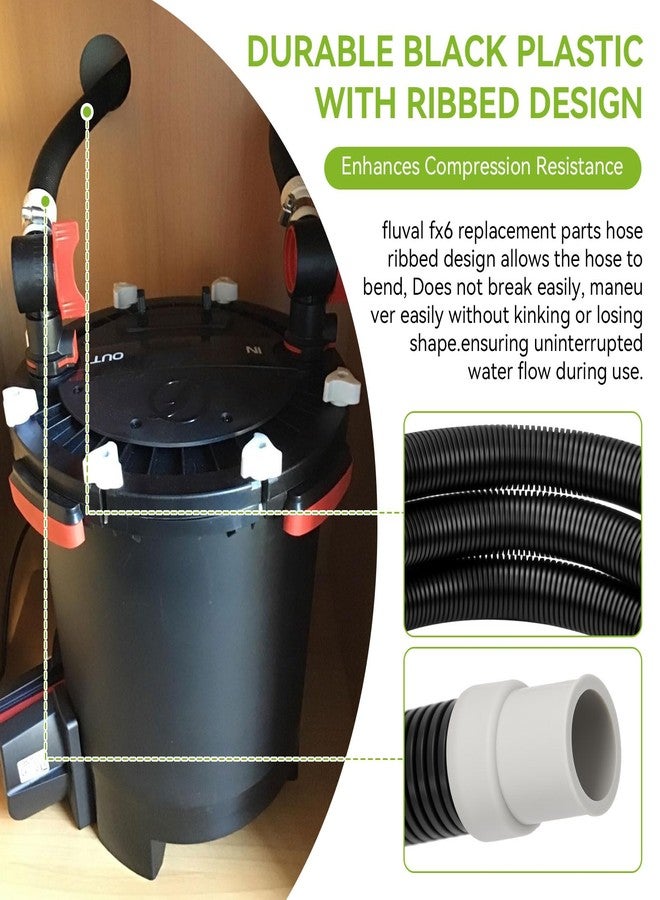 HCLSY A20236 Ribbed Hosing Replacement for Fluval FX2/FX4/FX6 Canister Filters (A214, A218 and A219), Aquarium Filter Replacement Part, 13.25FT, Easy to Replace - Image 2