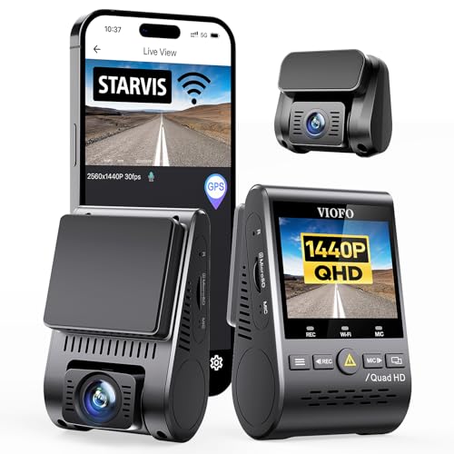 VIOFO Dual Dash Cam, 2K 1440P 60fps+1080P 30fps Front and Rear Dash Camera with Wi-Fi GPS, Parking Mode, Emergency Recording, Super Capacitor, Motion Detection (A129 Plus Duo) - Image 1