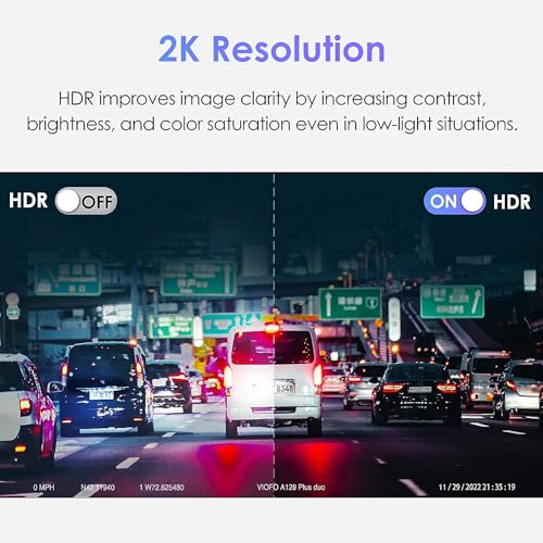 VIOFO Dual Dash Cam, 2K 1440P 60fps+1080P 30fps Front and Rear Dash Camera with Wi-Fi GPS, Parking Mode, Emergency Recording, Super Capacitor, Motion Detection (A129 Plus Duo) - Image 3