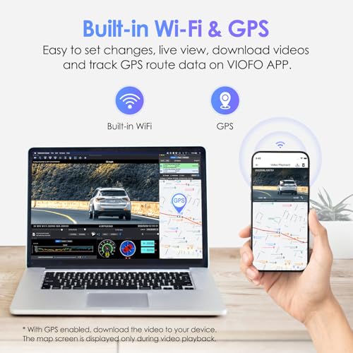 VIOFO Dual Dash Cam, 2K 1440P 60fps+1080P 30fps Front and Rear Dash Camera with Wi-Fi GPS, Parking Mode, Emergency Recording, Super Capacitor, Motion Detection (A129 Plus Duo) - Image 4