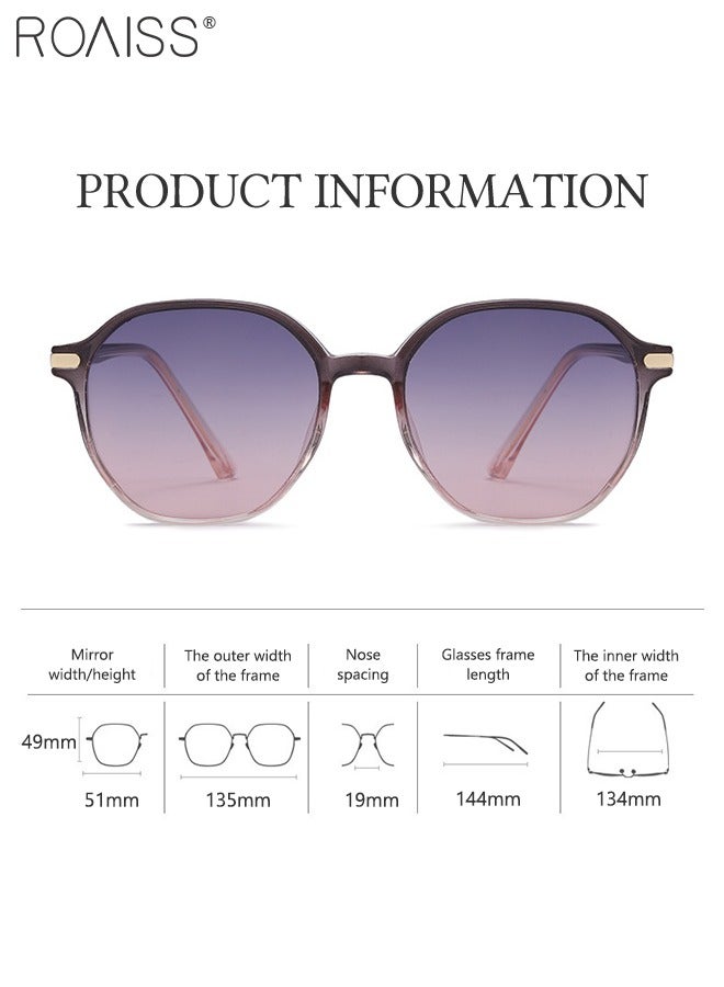 roaiss Polarized Round Sunglasses for Women, UV400 Protection Sun Glasses, Fashion Sun Shades for Shopping Party Travel with Glasses Case, 51mm Grey Pink - Image 3