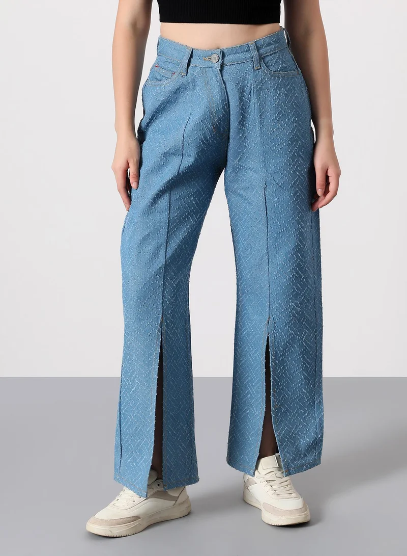 كامبوس سوترا جينز نسائي دينم بتصميم هندسي باهت