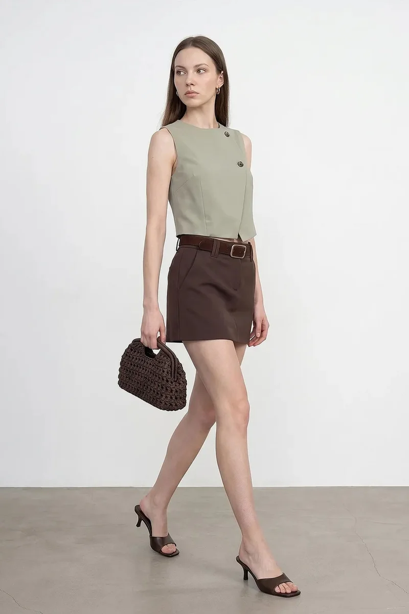 ديلفين DILVIN Women's Crepe Woven Waistcoat
