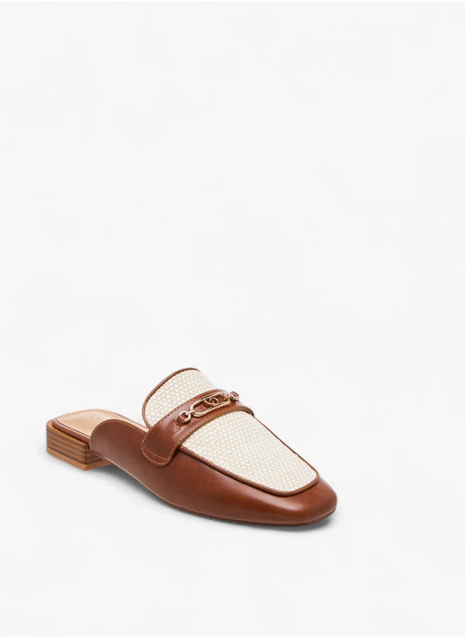 سيليست Women's Textured Slip-On Mules with Metal Accent