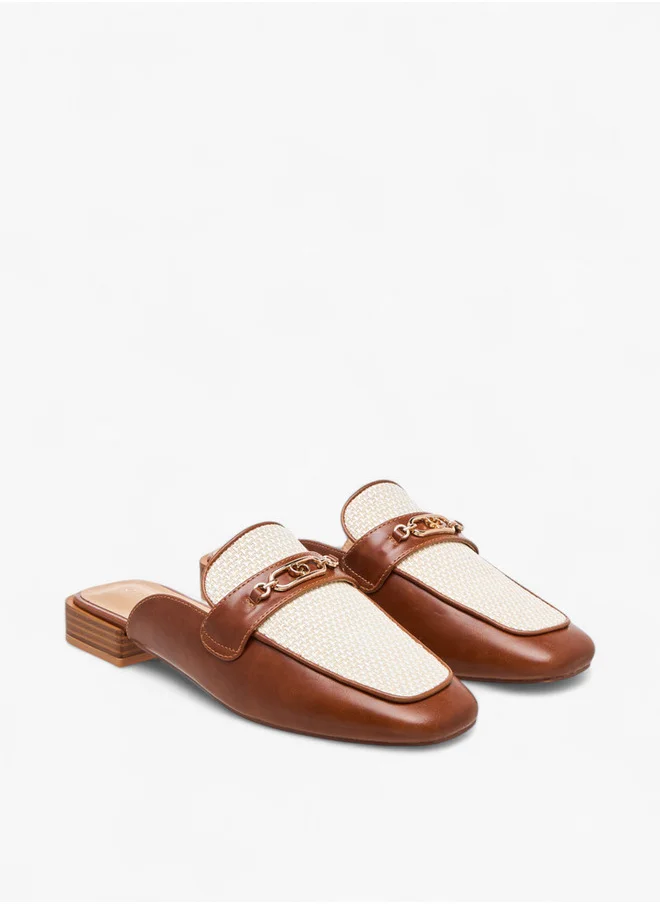 سيليست Women's Textured Slip-On Mules with Metal Accent