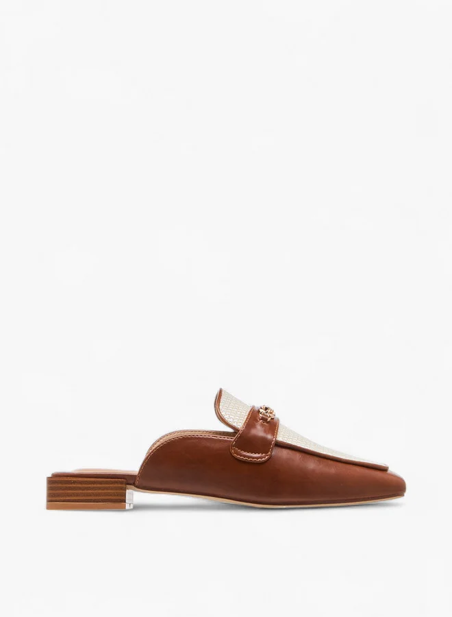 Celeste Women's Textured Slip-On Mules with Metal Accent