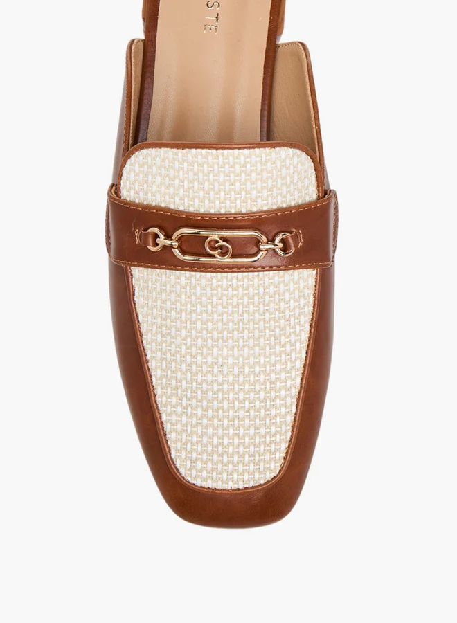 Celeste Women's Textured Slip-On Mules with Metal Accent