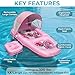 POOLACC Fabric Covered Inflatable Pool Lounger Float Adult 70x39 Extra Large Pool Float w UPF50 Sunshade Canopy Cupholder Caddy Water Floaties Raft Recliner Chair for Pool Party Lake BeachPink - Image 4