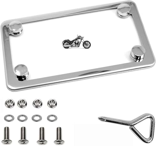 LFPartS Motorcycle Polished Slim Style Stainless Steel License Plate Frame Chrome