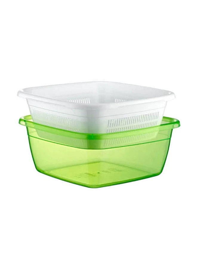 Hobby Life - Emerald Square Basin Bowl with Strainer 3.8L - Image 1