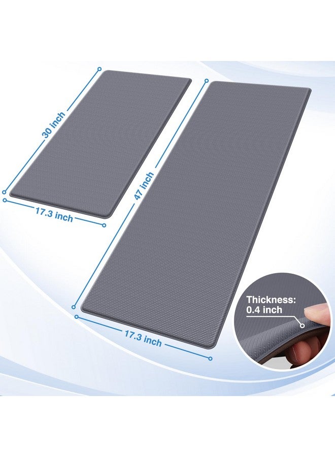 StepRite Kitchen Mats, 2PCS Kitchen Rugs, Cushioned Anti Fatigue Kitchen Mats for Floor, Non-Slip Standing Desk Mat, Waterproof Kitchen Rug Set for Kitchen, Floor, Office, 17.3"x30"+17.3"x47", Grey - Image 1