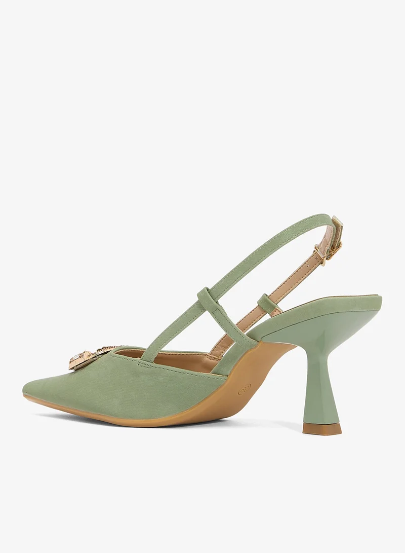 Ella Limited Edition Jewel Embellished Sling Back Kitten Heel Pumps