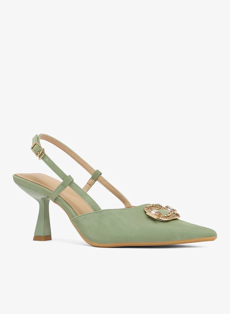 Ella Limited Edition Jewel Embellished Sling Back Kitten Heel Pumps