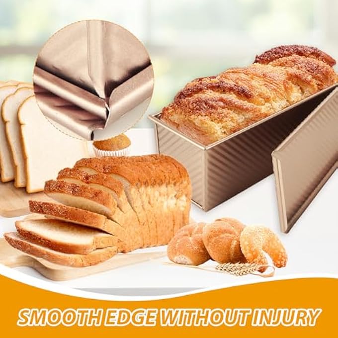 Pullman Loaf Pan with Lid 13x4 Bread Pans for Homemade Bread Sandwich Bread Loaf Pan Banana Bread Pan Nonstick Sourdough Bread Baking Pan Metal Bread Pan Extra Large Loaf Pans Tin for Meatloaf - Image 5