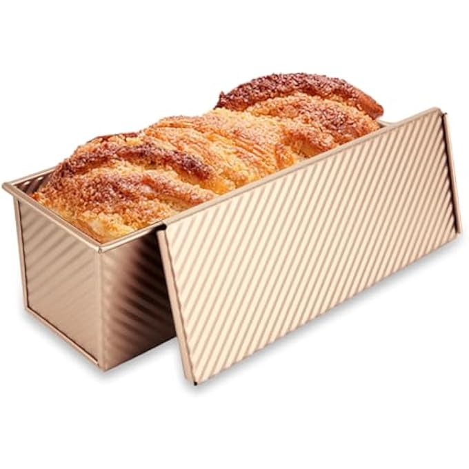 Pullman Loaf Pan with Lid 13x4 Bread Pans for Homemade Bread Sandwich Bread Loaf Pan Banana Bread Pan Nonstick Sourdough Bread Baking Pan Metal Bread Pan Extra Large Loaf Pans Tin for Meatloaf - Image 2