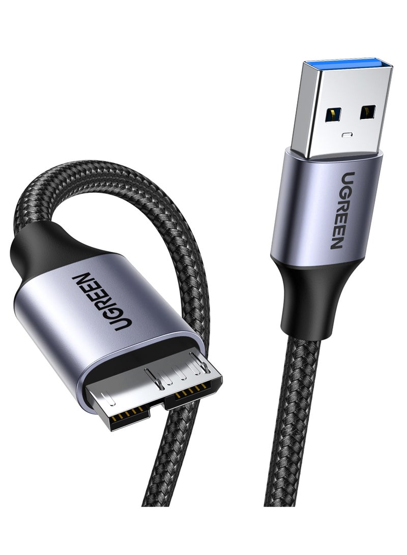 يو جرين كابل USB 3.0 صغير (0.5 متر) USB 3.0 A ذكر إلى كابل Micro B مضفر من النايلون للقرص الصلب الخارجي متوافق مع Samsung Galaxy S5 وNote 3 وكاميرا WD والقرص الصلب والمزيد - Image 1