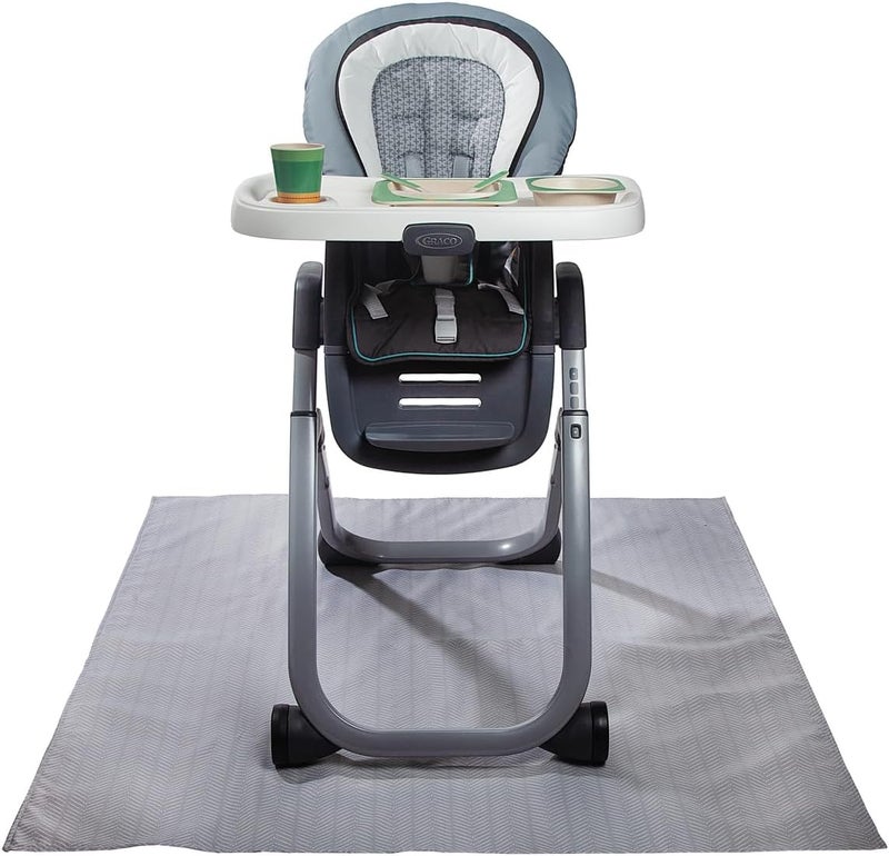 Graco Waterproof Splat Mat for High Chair and Arts & Crafts - 51" x 51" Anti-Slip Food Splash and Spill Mat in Gray Chevron - Image 1