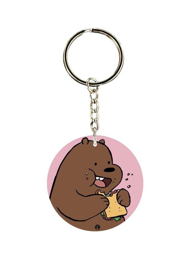 Bear Printed Double Sided Keychain