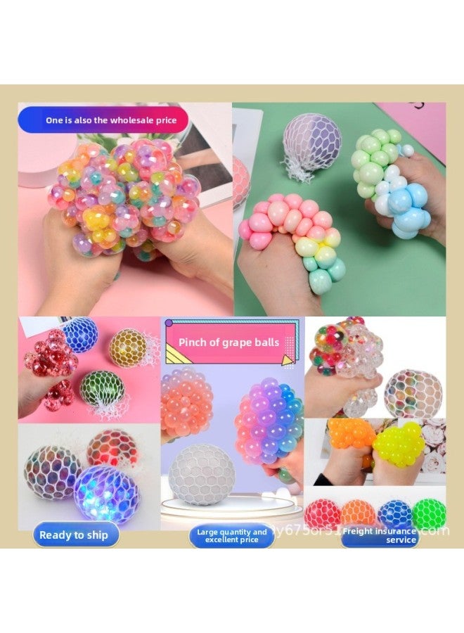 【6PCS，Only Six】Bead Squishy - Grape Ball Stress Relief Squishy Toy - 5.0 colored beads grape ball one - Mesh Squeeze Ball, Sensory Fidget Toy, Anxiety Relief, Kids Adults Decompression, Funny Stress Ball, TikTok Viral Toy - Image 2