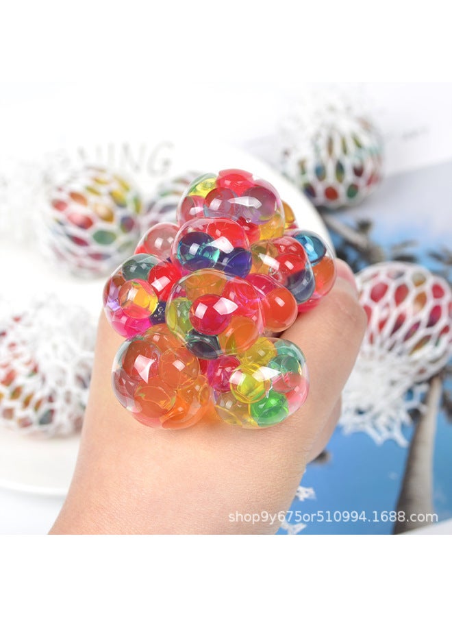 【6PCS，Only Six】Bead Squishy - Grape Ball Stress Relief Squishy Toy - 5.0 colored beads grape ball one - Mesh Squeeze Ball, Sensory Fidget Toy, Anxiety Relief, Kids Adults Decompression, Funny Stress Ball, TikTok Viral Toy - Image 1