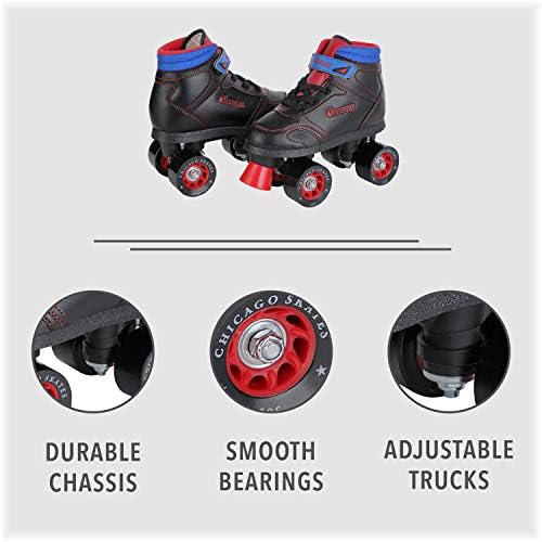 Chicago Sidewalk Roller Skates – Durable, Top Performance Indoor/Outdoor Use Skate Shoes for Girls & Boys, High-Top Boot Safety Youth Quad Skates, 60mm PU Wheels, Adjustable Chassis & Trucks - Image 5
