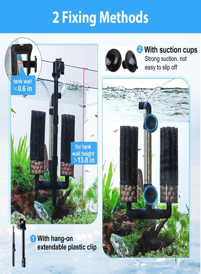 hygger Aquarium Double Sponge Filter: Upgraded Sponge Filter with Larger Filtration Area, Come with Extendable Clip, 2 Spare Biochemical Sponges, Bioceramic Balls, for Freshwater Saltwater Tank - M - Image 4
