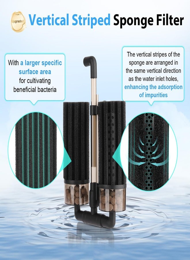 hygger Aquarium Double Sponge Filter: Upgraded Sponge Filter with Larger Filtration Area, Come with Extendable Clip, 2 Spare Biochemical Sponges, Bioceramic Balls, for Freshwater Saltwater Tank - M - Image 2