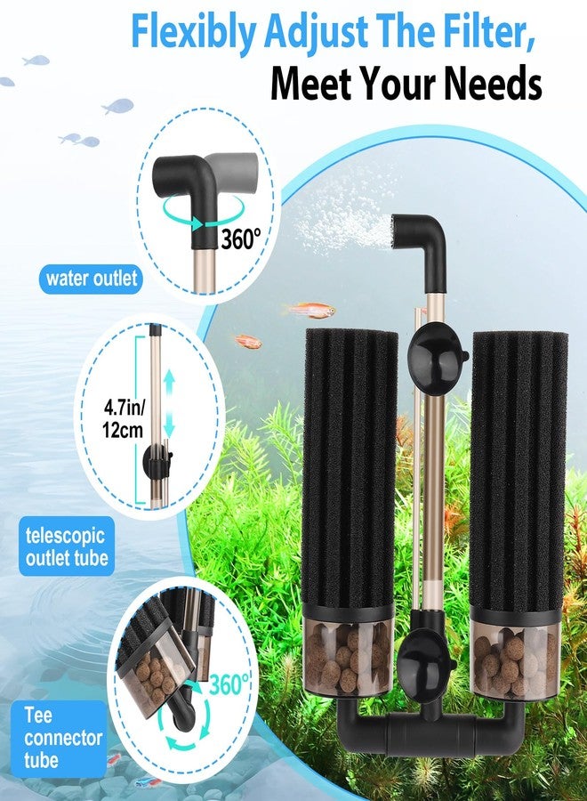 hygger Aquarium Double Sponge Filter: Upgraded Sponge Filter with Larger Filtration Area, Come with Extendable Clip, 2 Spare Biochemical Sponges, Bioceramic Balls, for Freshwater Saltwater Tank - M - Image 5