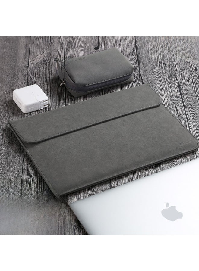 For Apple Lenovo Laptop 14 Inner Bag Air13 "pro Female Mac12/15 Protective Case 15.6-Color:[Slide PU] Vertical Gentleman Grey + Power Pack-Applicable Model:11 Inch  - Image 3