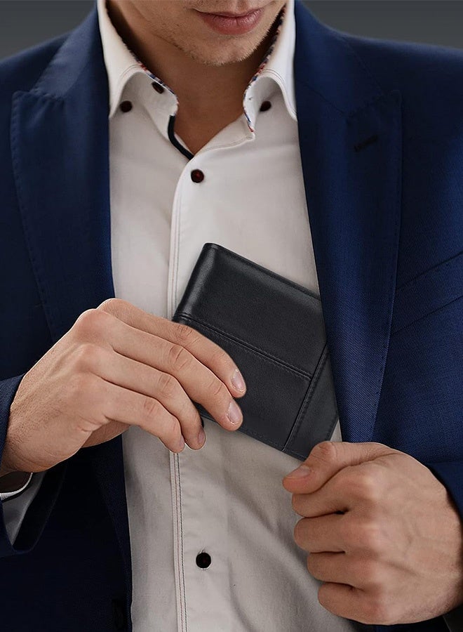 FIMILU Wallet Men RFID Genuine Leather Bifold Wallets for Mens, ID Window 16 Card Retro Classic Money Bag - Image 3