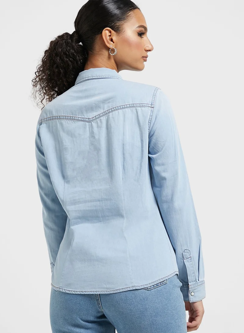 ONLY Pocket Detail Denim Shirt
