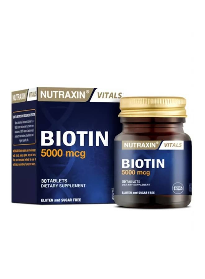 NUTRAXIN Nutraxin Biotin 5000 Mcg for Healthy Hair, Skin and Nail 30 Tablets - Image 1