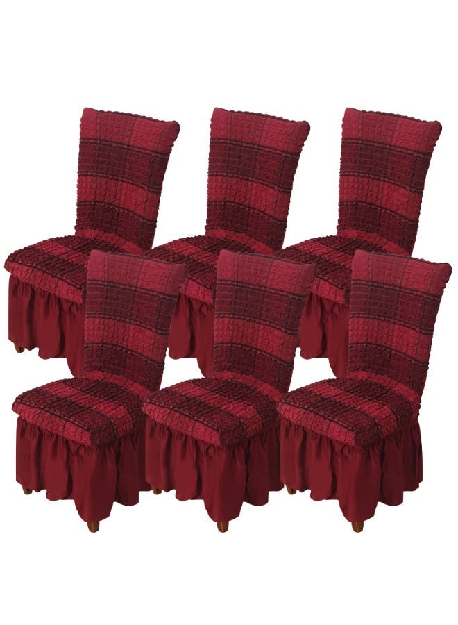 6 PCS High Stretch Skirt Chair Cover for Dining Removable Dining Room Chair Covers with Skirt Spandex Chair Slipcovers Protector - Image 1
