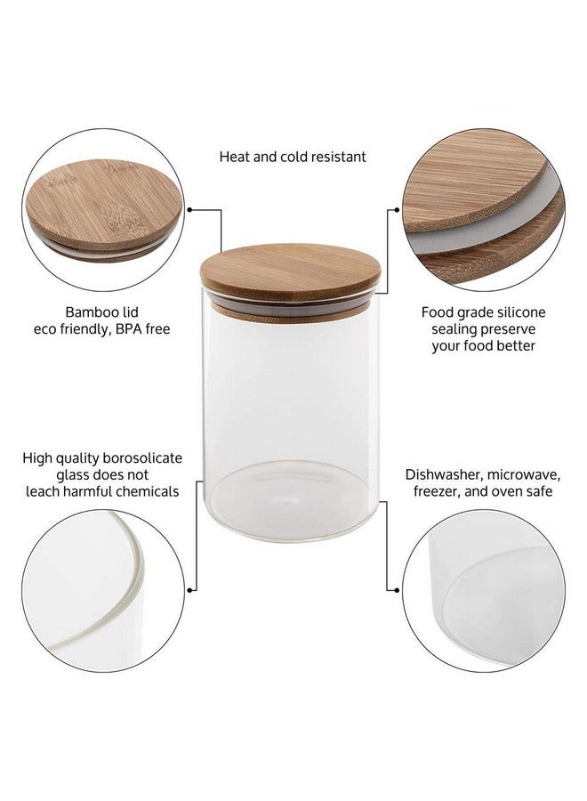 Le'raze Canister Set of 5, Glass Kitchen Canisters with Airtight Bamboo Lid, Glass Storage Jars for Kitchen, Bathroom and Pantry Organization Ideal for Flour, Sugar, Coffee, Candy, Snack and More  - Image 5