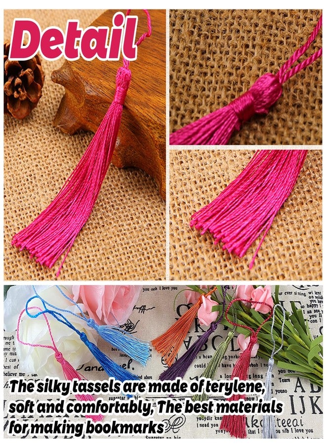 MUXGOA 148 Pcs Bookmark Tassels for Crafts,Key Chain Mini Tassels for Jewelry Making & Graduation Book Marks(37 Colors, 4 Pcs of Each) - Image 3