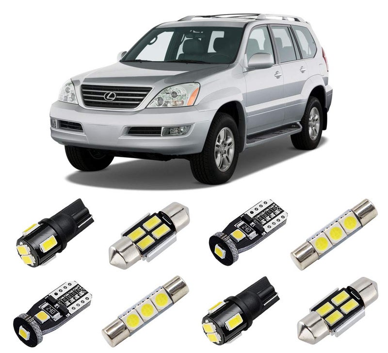 BRISHINE White Interior LED Lights Kit for Lexus GX470 2003 2004 2005 2006 2007 2008 2009 Super Bright 6000K Interior LED Bulbs Package  License Plate Lights and Install Tool