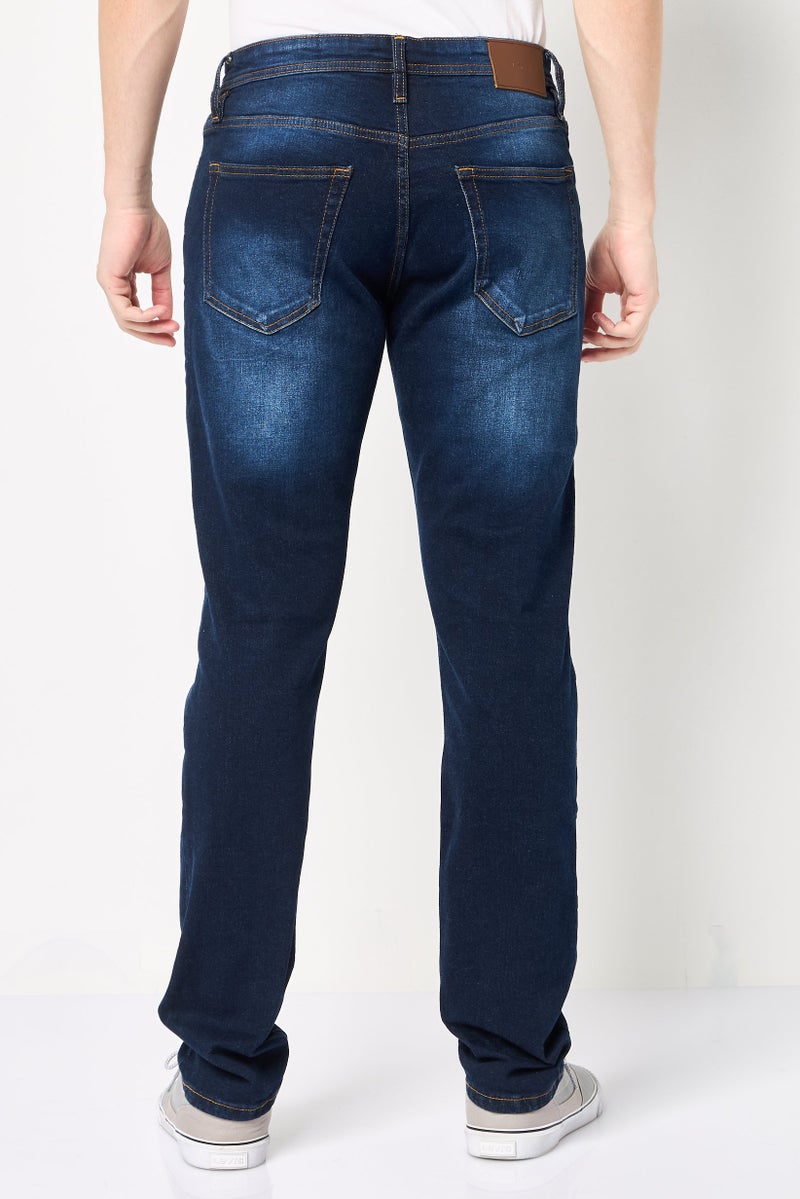 DKNY Men Slim Fit Washed Stretchable Jeans, Navy - Image 4