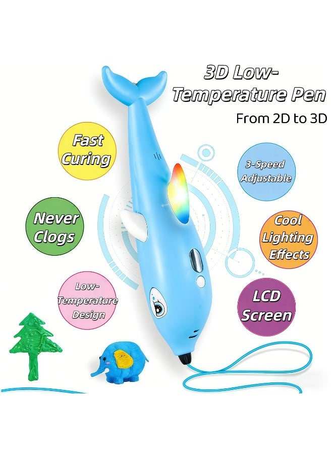 XiuWoo 3D Printing Pen for Kids,3D Printing Drawing Printer Pen LCD Display 3D Drawing Stencils, 3D Printing Pen with Display - Includes 3D Pen, 3 Starter Colors of PLA Filament, Stencil Book + Project Guide, and Charger cable,Adjustable Temperature and Speed DIY Gift Present for Graffiti, Drawing, Model Making (Pink) - Image 4
