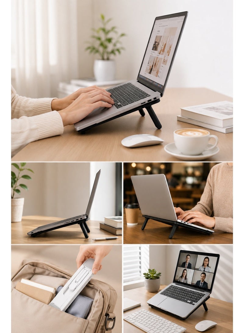 Foldable Laptop Stand for Desk, Adjustable Portable Laptop Riser with Anti-Slip Silicone Pads, Slim Cooling Notebook Stand Compatible with MacBook Air Pro, Dell, HP, Lenovo, Tablet & iPad - Image 2